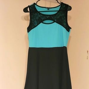 Black Lace Top knee length dress Size L
